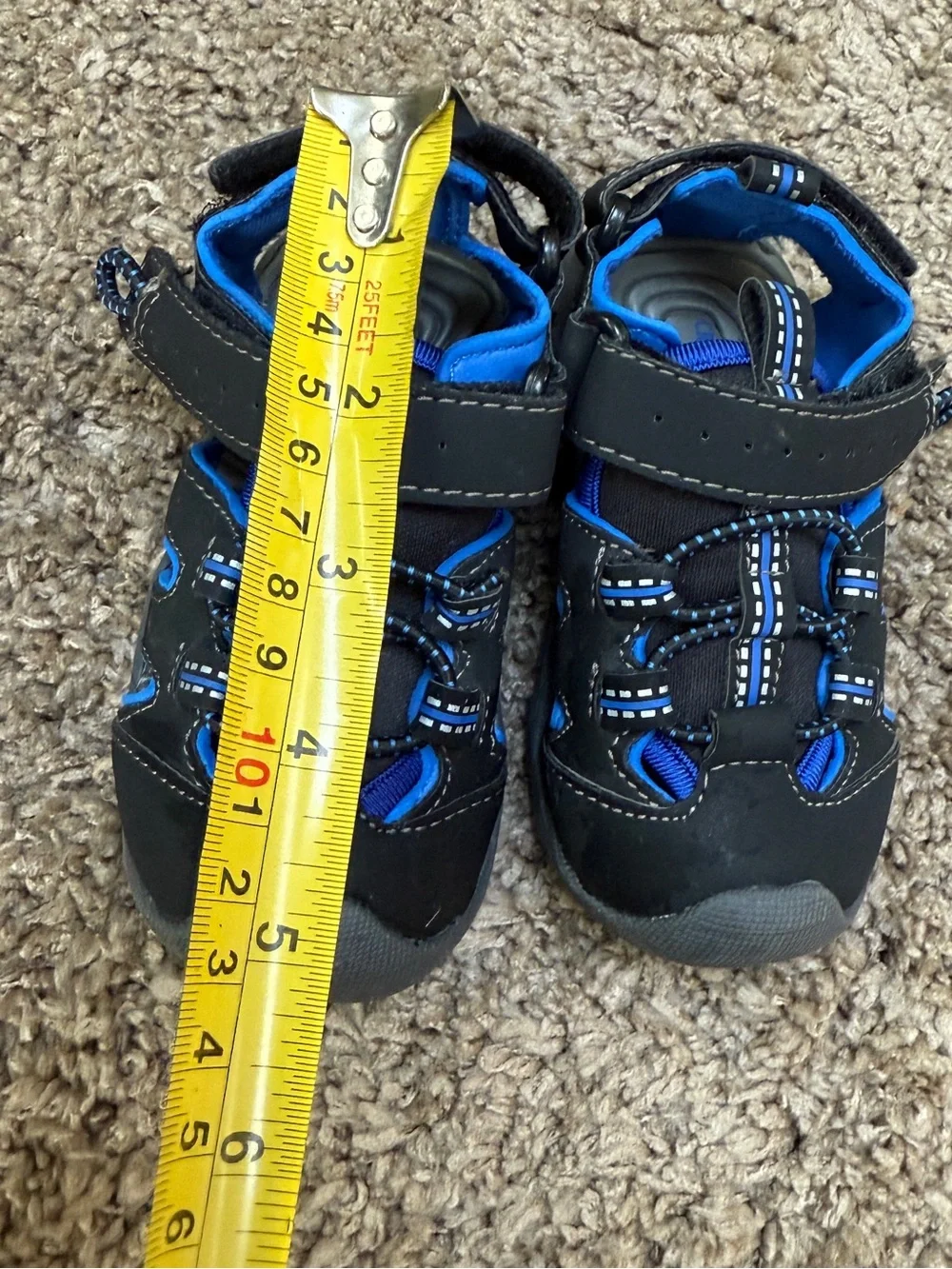 Crown Vintage Black and Blue Kids Active Sandals